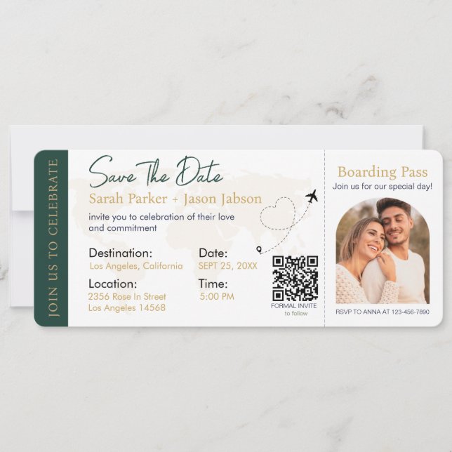 Código QR de la boda de destino de la tarjeta de e (Anverso)
