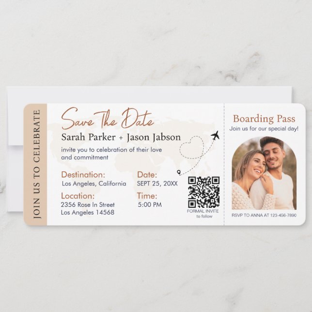 Código QR de la boda de destino de la tarjeta de e (Anverso)