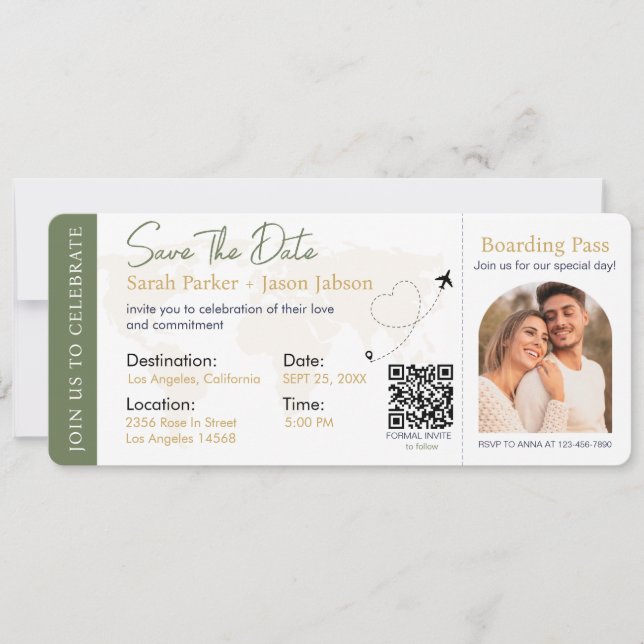 Código QR de la boda de destino de la tarjeta de e (Anverso)