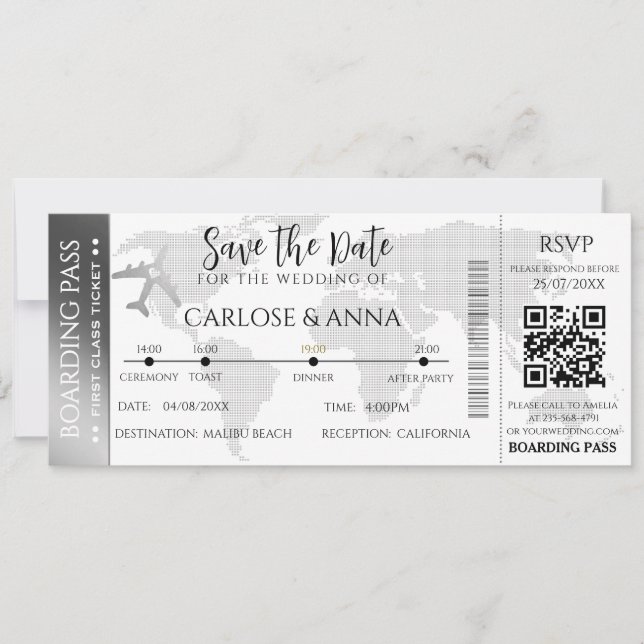 Código QR de la boda de destino de la tarjeta de e (Anverso)