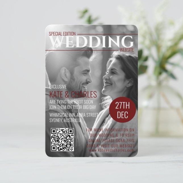 Código QR de la revista Personalizado única| RSVP  (Anverso de pie)