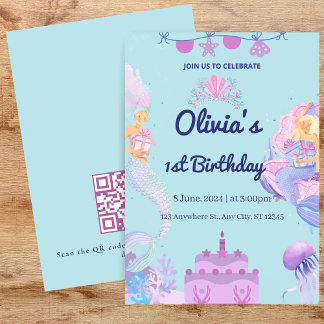 Código QR de la Sirena bajo el mar Invitación de p