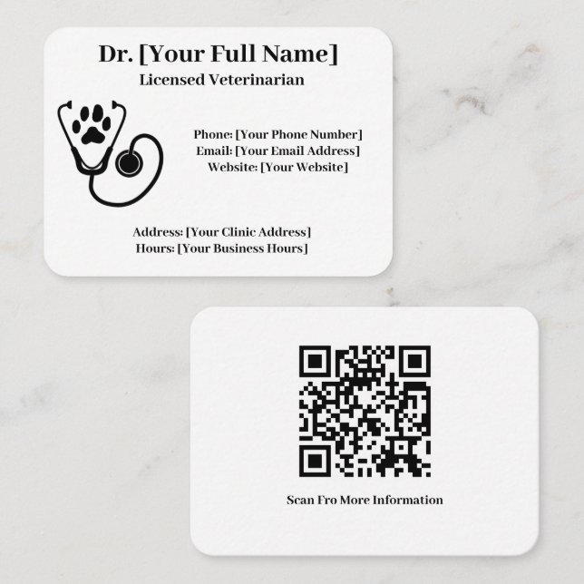 Código QR de la tarjeta de visita para veteranos d (Anverso / Reverso)