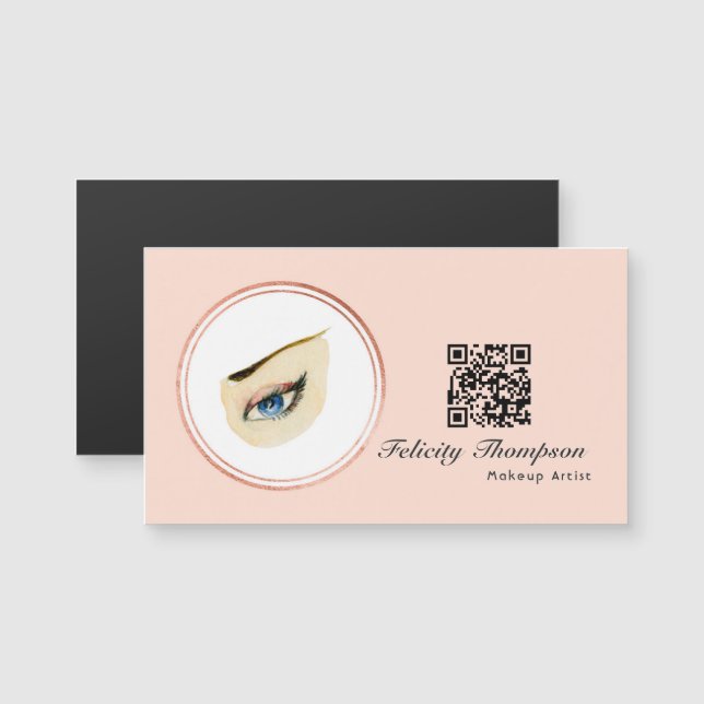 Código QR de maquilladora de Rose Gold y Blush Pin (Anverso/Reverso)
