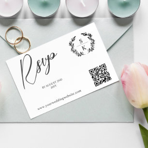 Código QR de monograma de laurel RSVP en línea