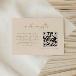Código QR de nota moderna beige sobre regalos