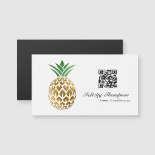 Código QR de piña de Relieve metalizado dorado fal