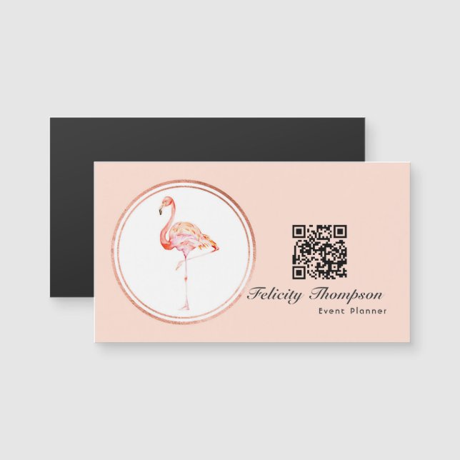 Código QR de planificador de eventos en rosa dorad (Anverso/Reverso)