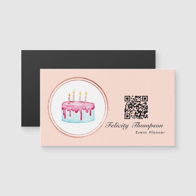 Código QR de planificador de eventos en rosa dorad (Anverso/Reverso)