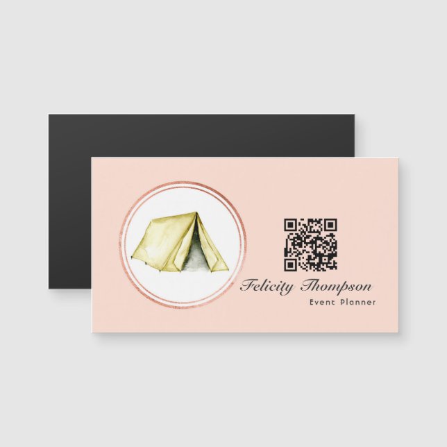 Código QR de planificador de eventos en rosa oro y (Anverso/Reverso)