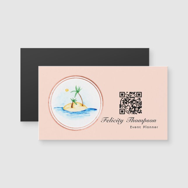 Código QR de planificador de eventos en rosa oro y (Anverso/Reverso)