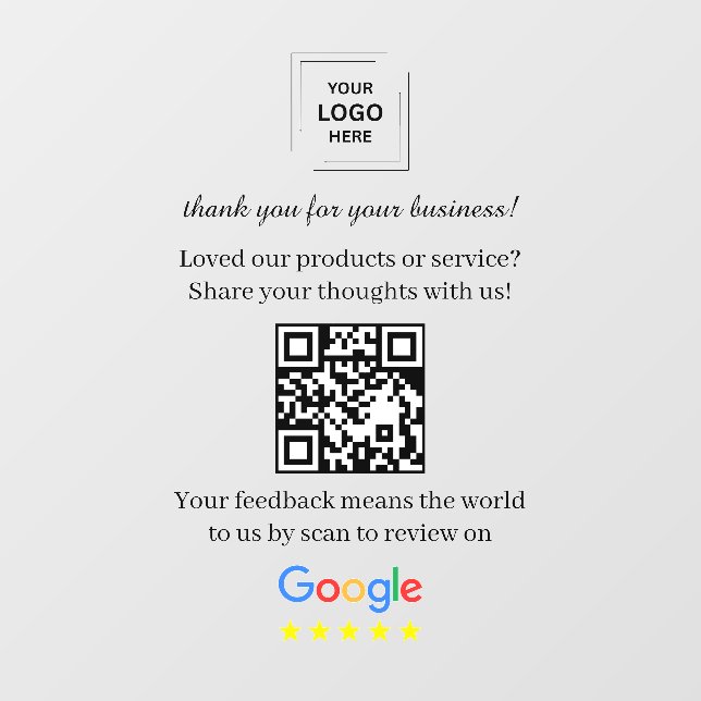 Código QR de reseñas de Google Vinilo adhesivo par (Hoja)