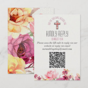 Código QR de respuesta amable inspiracional floral