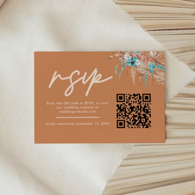 Código QR de respuesta de boda boho terroso modern (Subido por el creador)