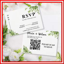 Código QR de Respuesta de Boda con Hojas de Verde