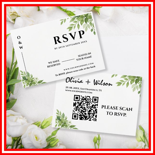 Código QR de Respuesta de Boda con Hojas de Verde  (Subido por el creador)