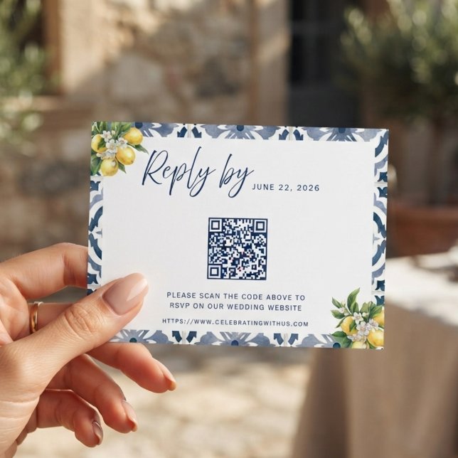 Código QR de respuesta de boda con limón azul medi (Subido por el creador)
