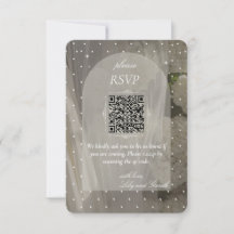 Código QR de respuesta de boda con lunares blancos