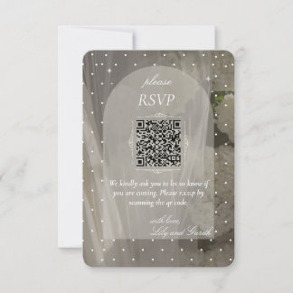 Código QR de respuesta de boda con lunares blancos