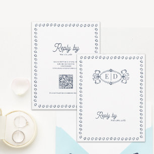 Código QR de respuesta de boda con monograma vinta