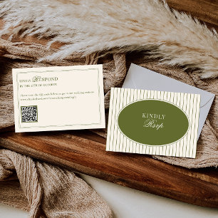 Código QR de respuesta de boda con rayas verde oli