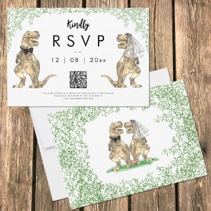 Código QR de respuesta de boda de dinosaurio