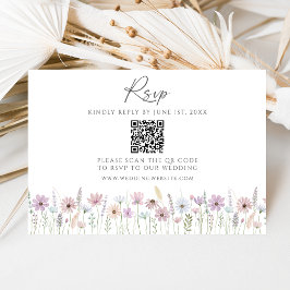 Código QR de respuesta de boda de flores silvestre