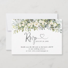 Código QR de respuesta de boda floral blanca para