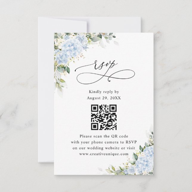 Código QR de respuesta de boda floral de Hortensia (Anverso)
