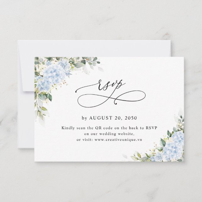 Código QR de respuesta de boda floral de Hortensia (Anverso)