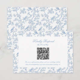Código QR de respuesta de toile floral azul clásic