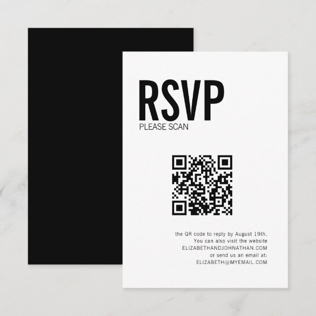 Código QR de respuesta RSVP para sitio web de boda (Anverso / Reverso)