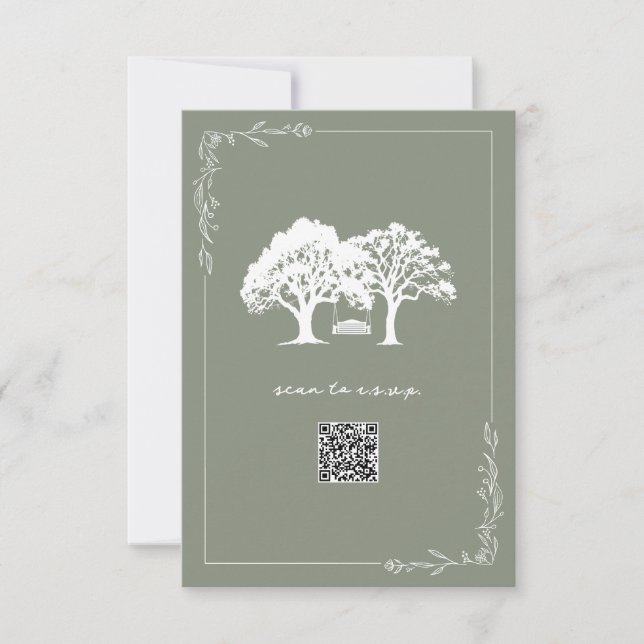 Código QR de RSVP de Boda Bosque Verde Árboles Rús (Anverso)
