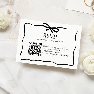 Código QR de RSVP de boda con corbata de lazo negr