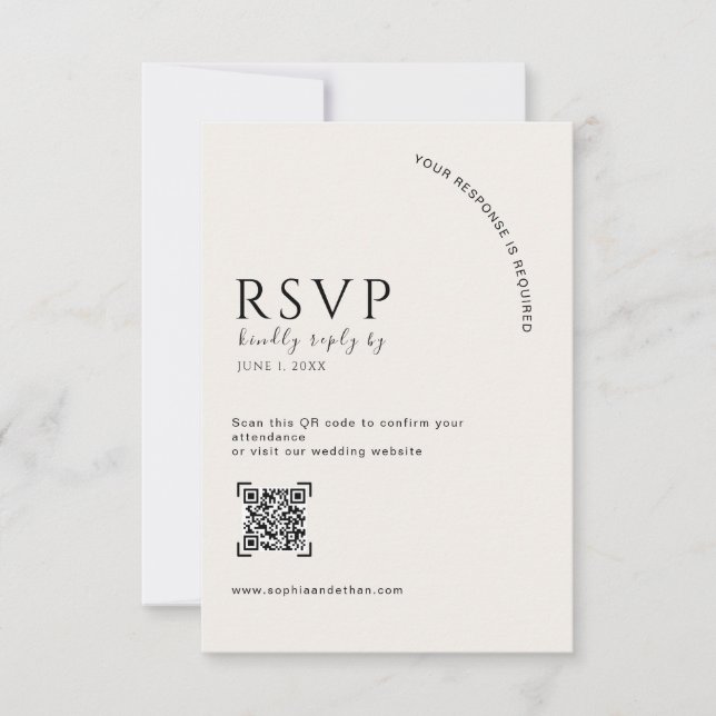 Código QR de RSVP de boda editorial de marfil mode (Anverso)