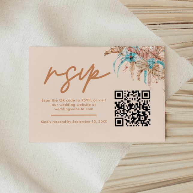 Código QR de RSVP de boda floral boho moderno (Subido por el creador)