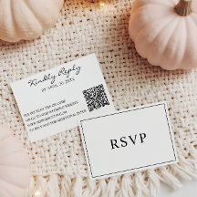 Código QR de RSVP de boda minimalista en negro y b