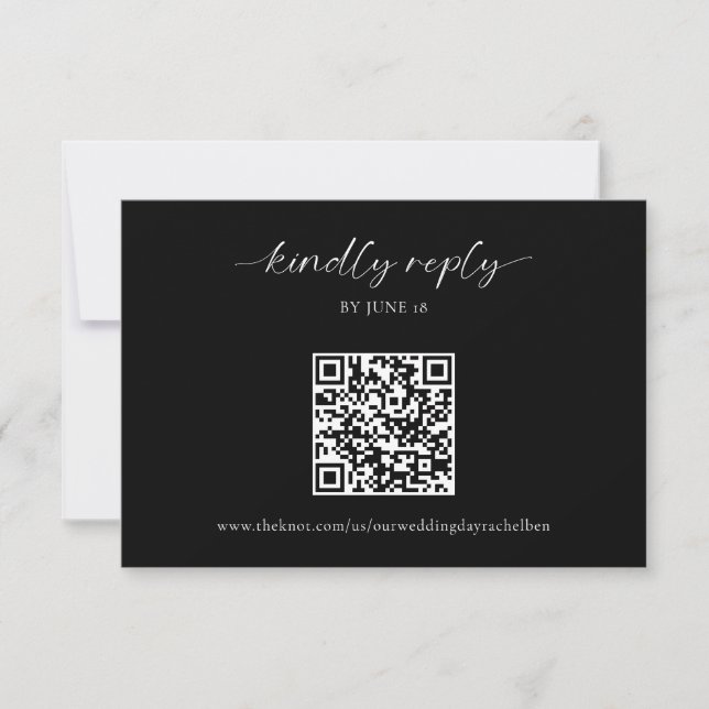 Código QR de RSVP de Boda Negra Minimalista (Anverso)