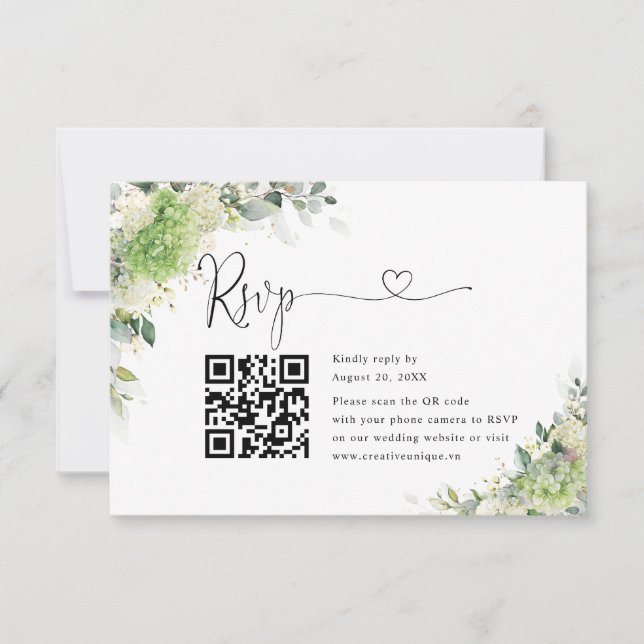 Código QR de RSVP del sitio web de boda de Hortens (Anverso)
