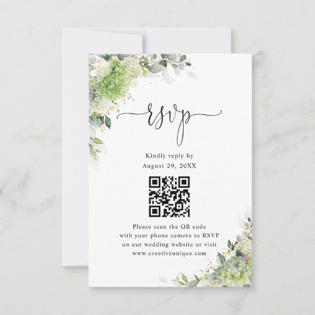 Código QR de RSVP del sitio web de boda de Hortens (Anverso)