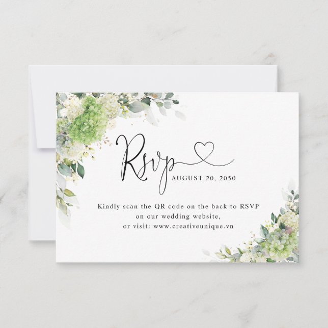 Código QR de RSVP del sitio web de boda de Hortens (Anverso)