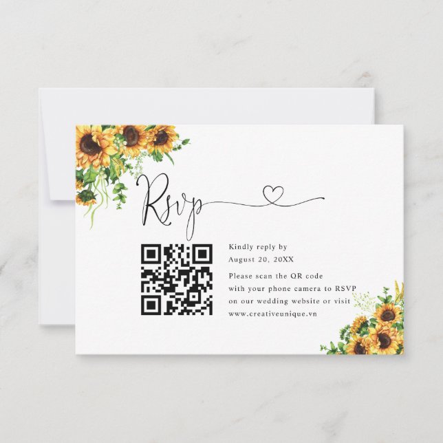 Código QR de RSVP del sitio web de boda floral ama (Anverso)