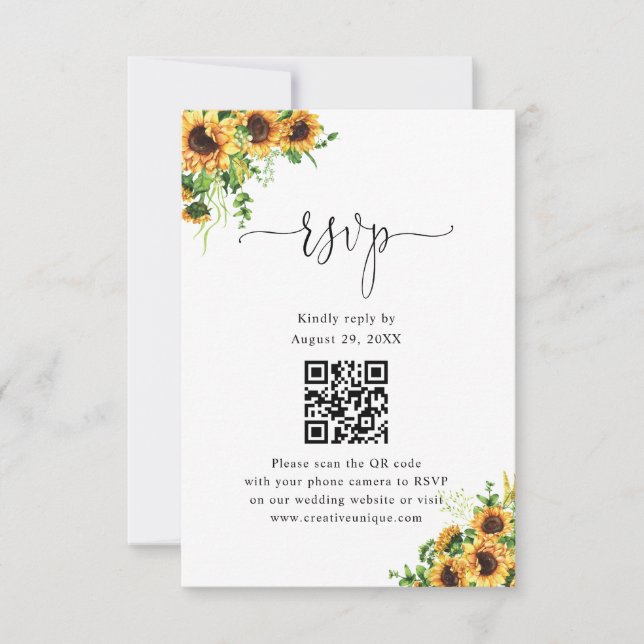 Código QR de RSVP del sitio web de boda floral ama (Anverso)