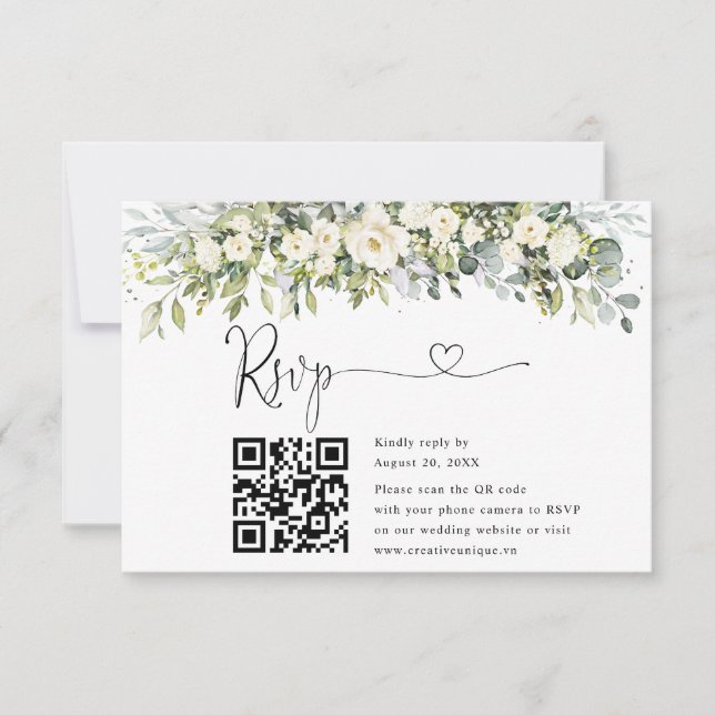 Código QR de RSVP del sitio web de boda floral bla (Anverso)