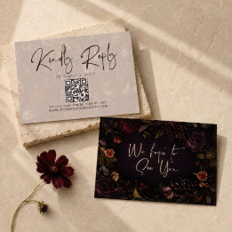 Código QR de RSVP floral botánico de Borgoña tempe
