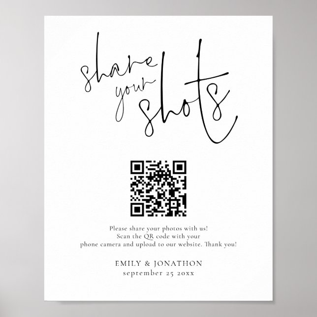 Código QR de Señal de Foto de Boda Comparte Tus Fo (Frente)