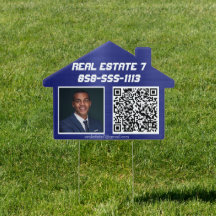 Código QR de señal de jardín de foto de bienes raí