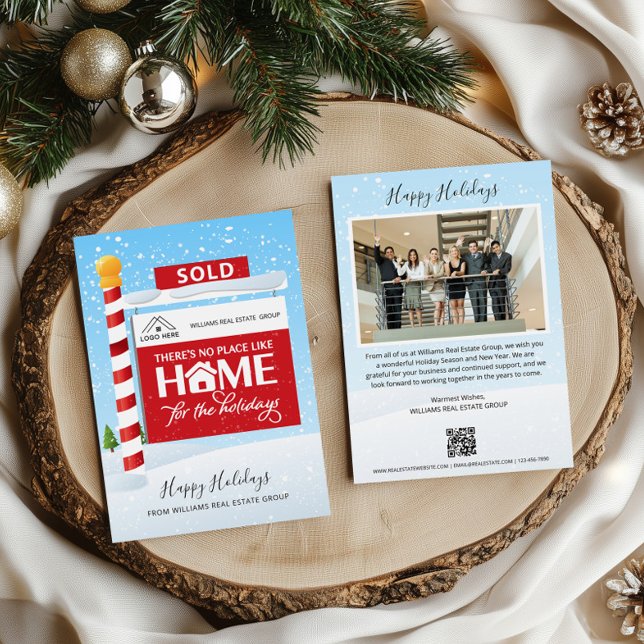 Código QR de Señal de Vendido Tarjeta de Navidad d (Sold Real Estate QR Code Christmas Cards)