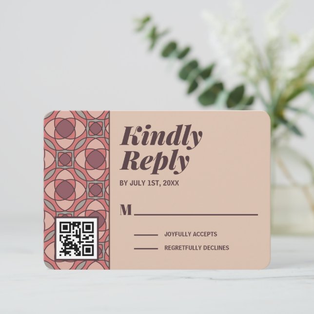 Código QR de tarjeta de respuesta de Terracotta y  (Anverso de pie)