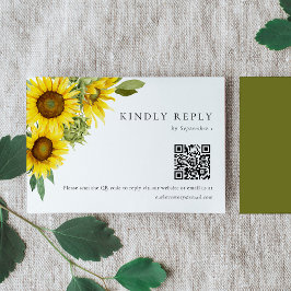 Código QR de tarjeta RSVP de casamiento de girasol
